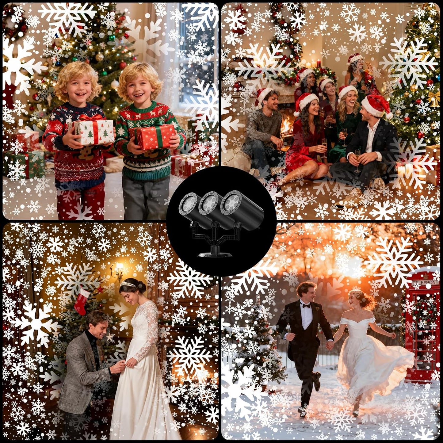 SnowflakePro Christmas Projector Lights Gift for Mom and Family, Easy Install Holiday Present with Triple Head Snowfall Display for Recipient's Yard
