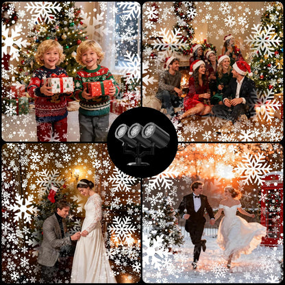 SnowflakePro Christmas Projector Lights Gift for Mom and Family, Easy Install Holiday Present with Triple Head Snowfall Display for Recipient's Yard