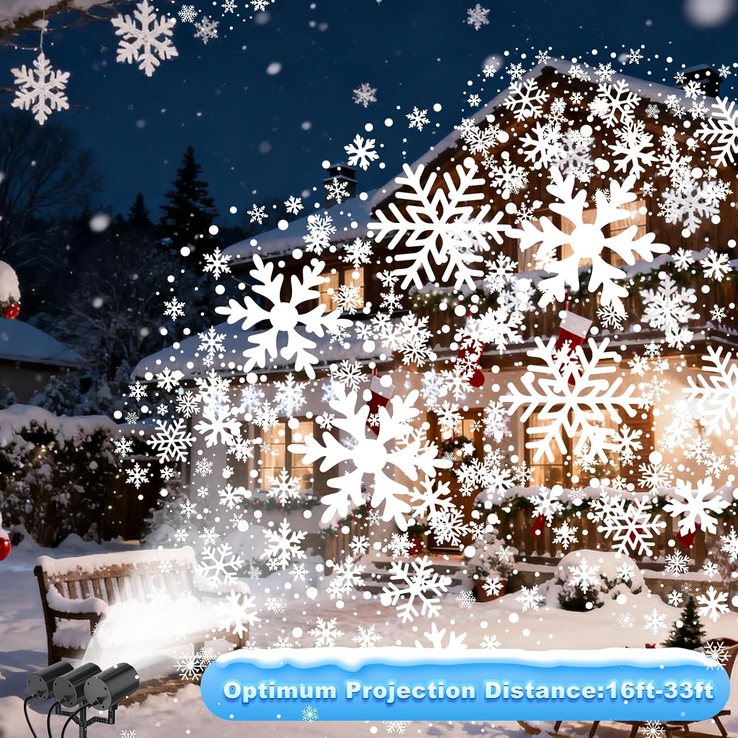 SnowflakePro Christmas Projector Lights Gift for Mom and Family, Easy Install Holiday Present with Triple Head Snowfall Display for Recipient's Yard