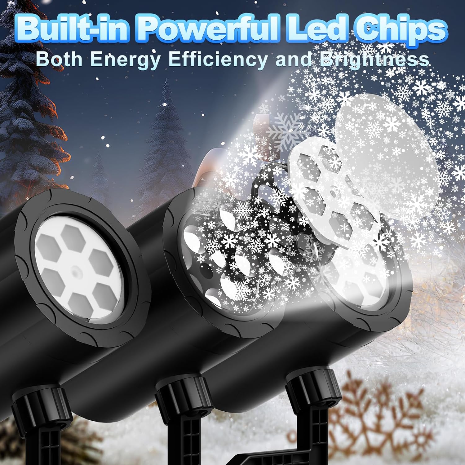 SnowflakePro Christmas Projector Lights Gift for Mom and Family, Easy Install Holiday Present with Triple Head Snowfall Display for Recipient's Yard