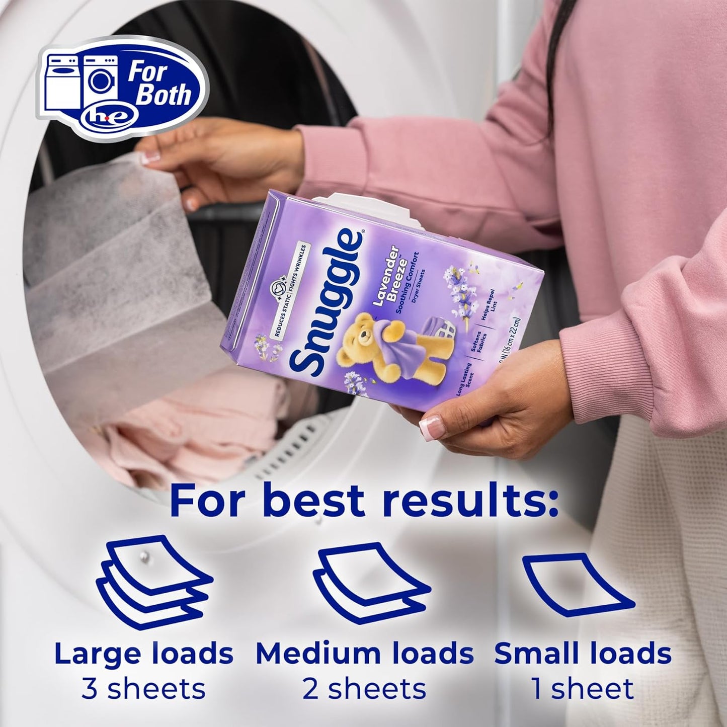 Snuggle Dryer Sheets, Lavender Breeze Scent Safe for Nursery and Kids Room, Softens Pajamas and Bedding