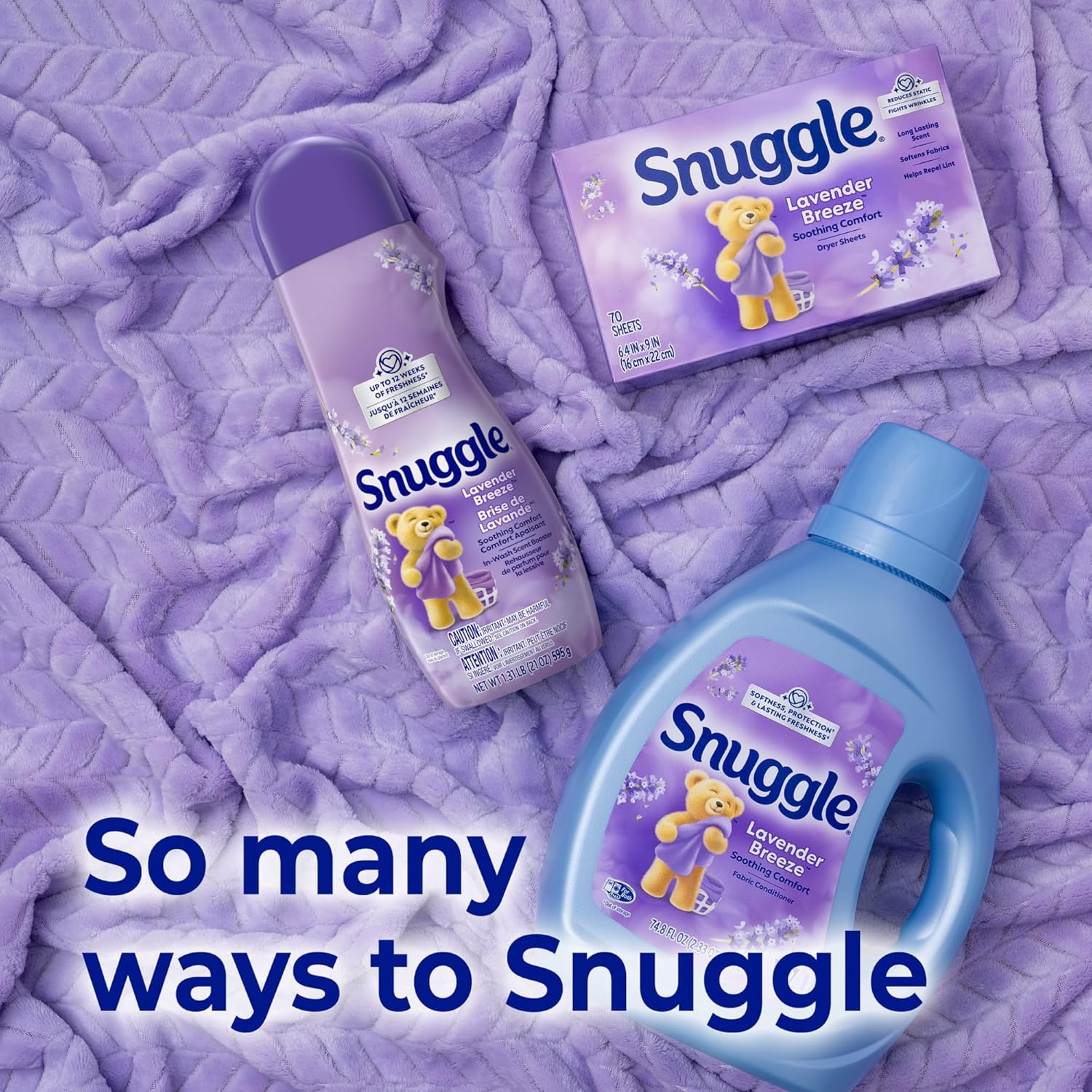 Snuggle Dryer Sheets, Lavender Breeze Scent Safe for Nursery and Kids Room, Softens Pajamas and Bedding