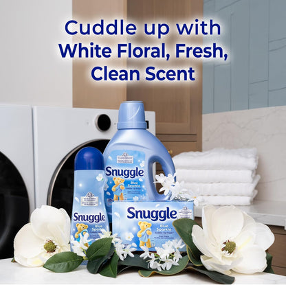 Snuggle Fabric Softener Dryer Sheets, Blue Sparkle Cuddle-Up Fresh, 230 Ct, On-the-Go Odor Eliminator for Camping Gear and Duffel Bags