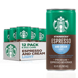 Starbucks Light Espresso & Cream Iced Coffee, 6.5 Fl Oz Cans (12 Pack) — Low-Calorie Espresso Drink for Gym Bag and Wellness Routine