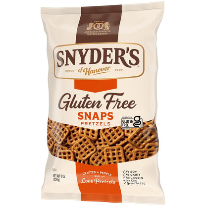 Snyder's of Hanover Gluten Free Snaps Pretzels – Thoughtful Hostess Gift for Dinner Parties, 8 oz Bag