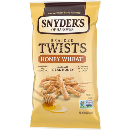 Snyder's of Hanover Honey Wheat Braided Pretzel Twists – Hostess Gift Shareable Snack Bowl, 12 oz Bag