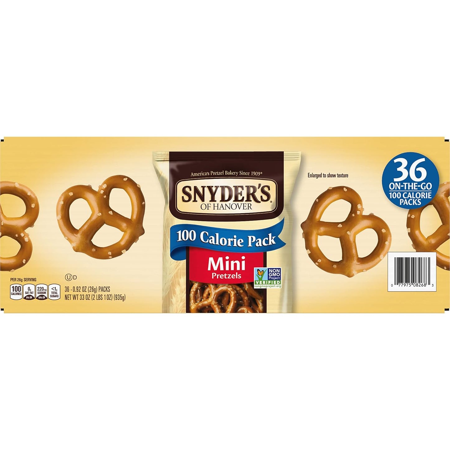 Snyder's of Hanover Mini Pretzels Single Serve Bags – Safe After-School Snack for Playroom and Lunchbox, 36 Count
