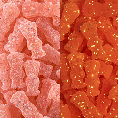 soft and chewy gummy candy texture in a playful pink shade