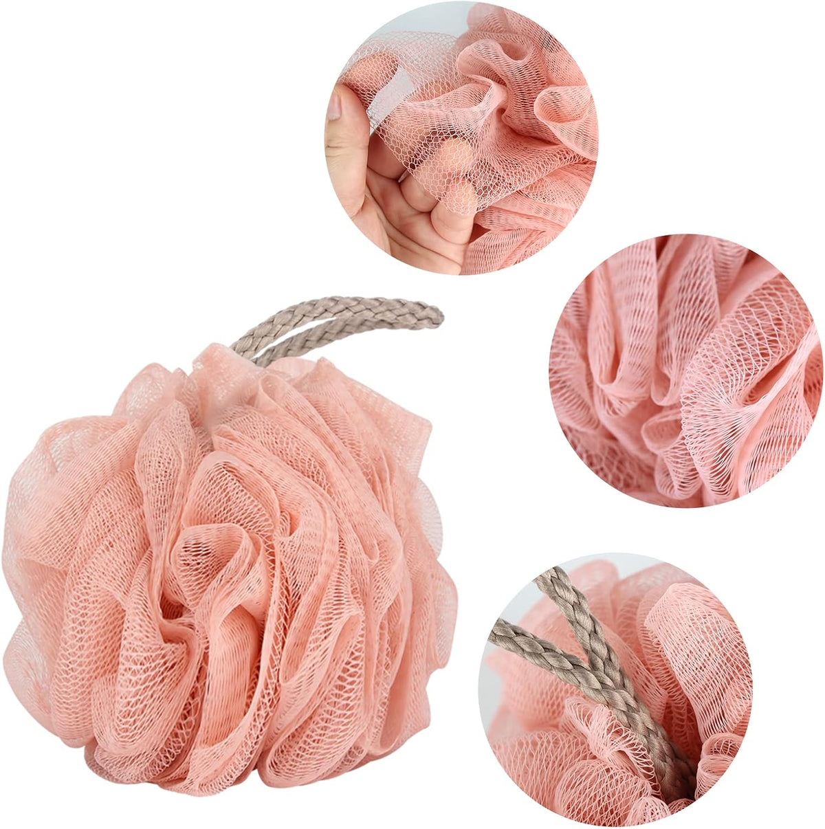 soft, dense netting that creates rich lather with minimal body wash