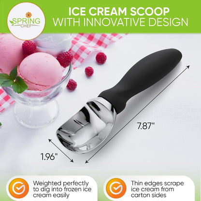 soft-grip ergonomic handle that insulates hands from cold metal