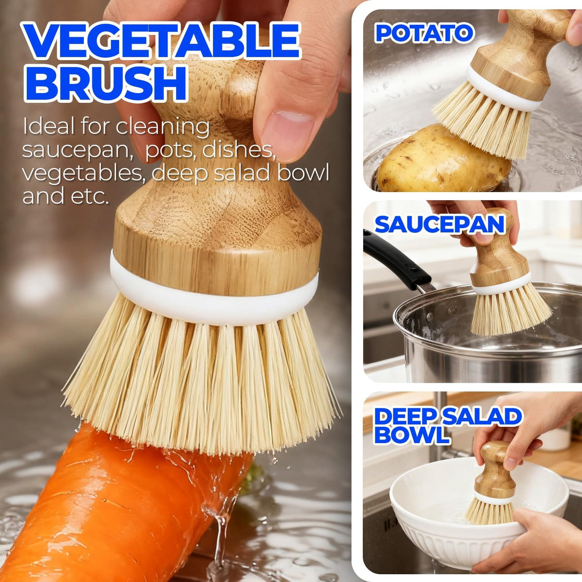 soft non-scratch nylon bristles safe for non-stick cookware and cast iron
