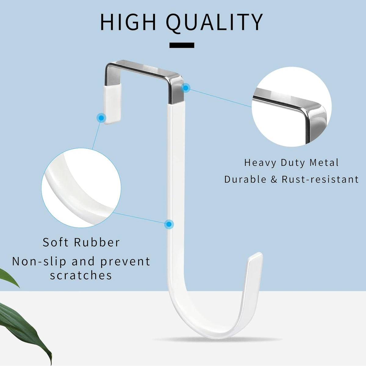 soft rubber non-slip coating on contact surfaces to protect doors and clothing
