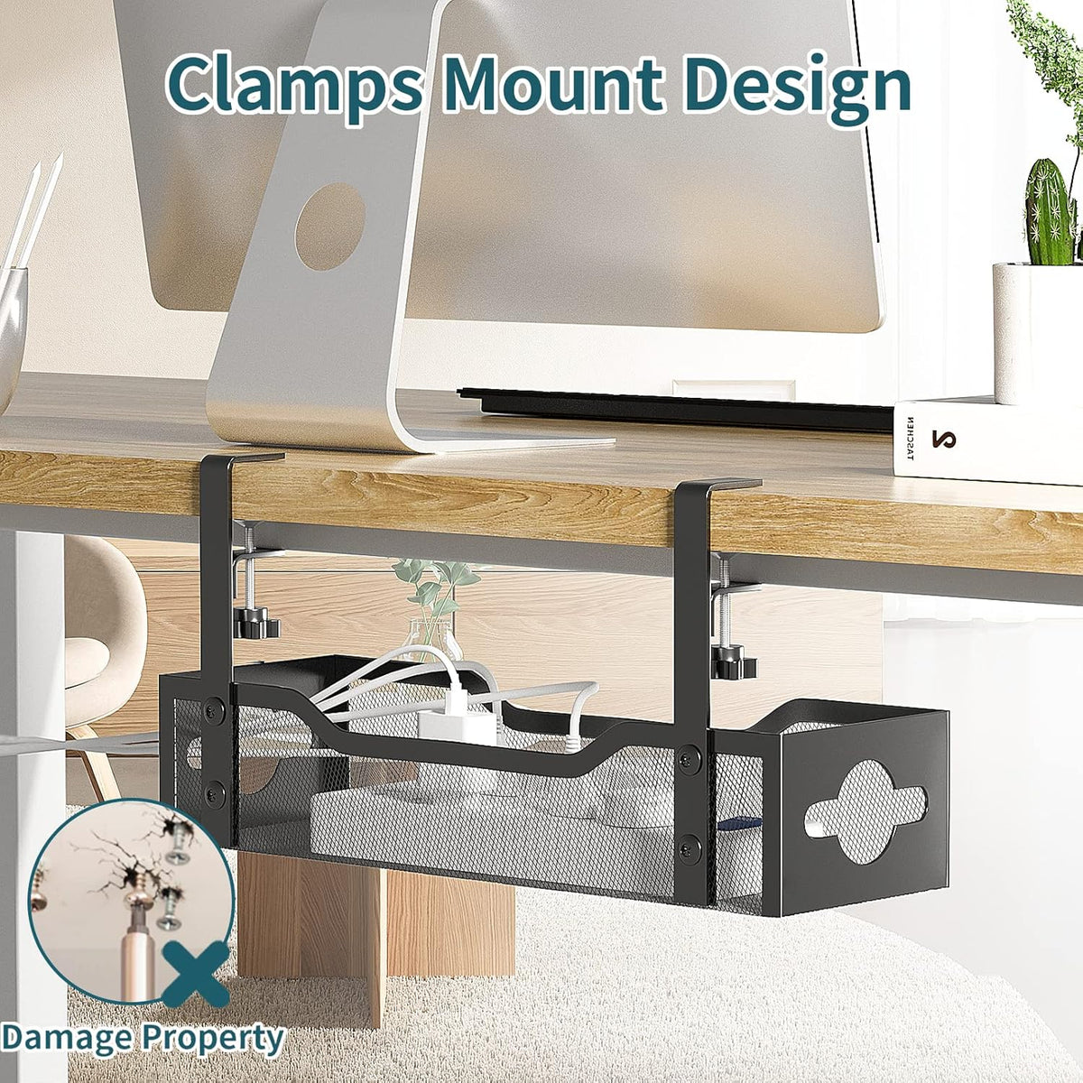 soft rubber padding on clamp contact points to prevent desk damage