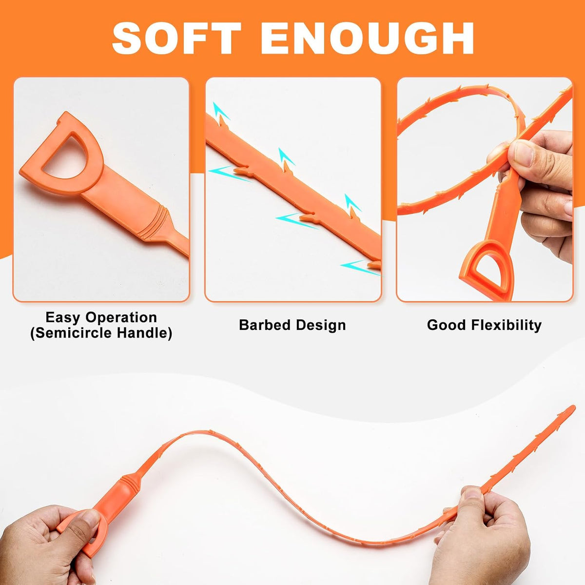 soft yet tough polypropylene safe for porcelain, pvc, and chrome fixtures