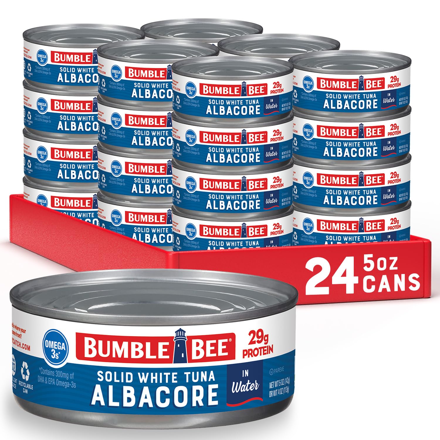 solid white albacore tuna in water, vegetable oil, or low-sodium water formulations