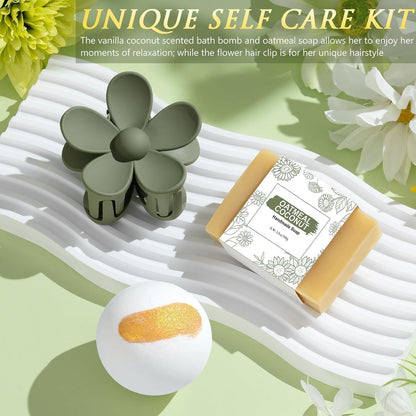 Solight Premium Spa Gift Basket – Artisan Crafted Self Care Set with Handmade Soap and Crochet Sunflower Keepsake for Her