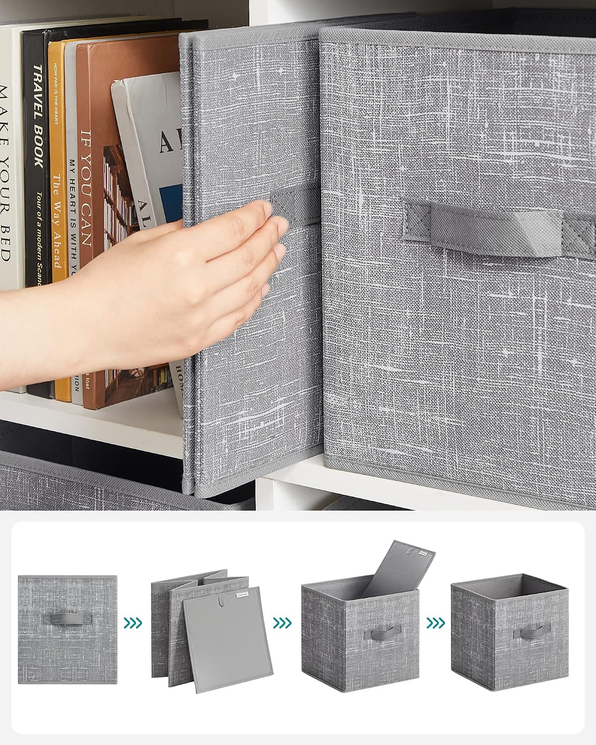 SONGMICS Fabric Storage Bins, Stylish Holiday Gift for New Homeowners Setting Up a Cube Shelf System