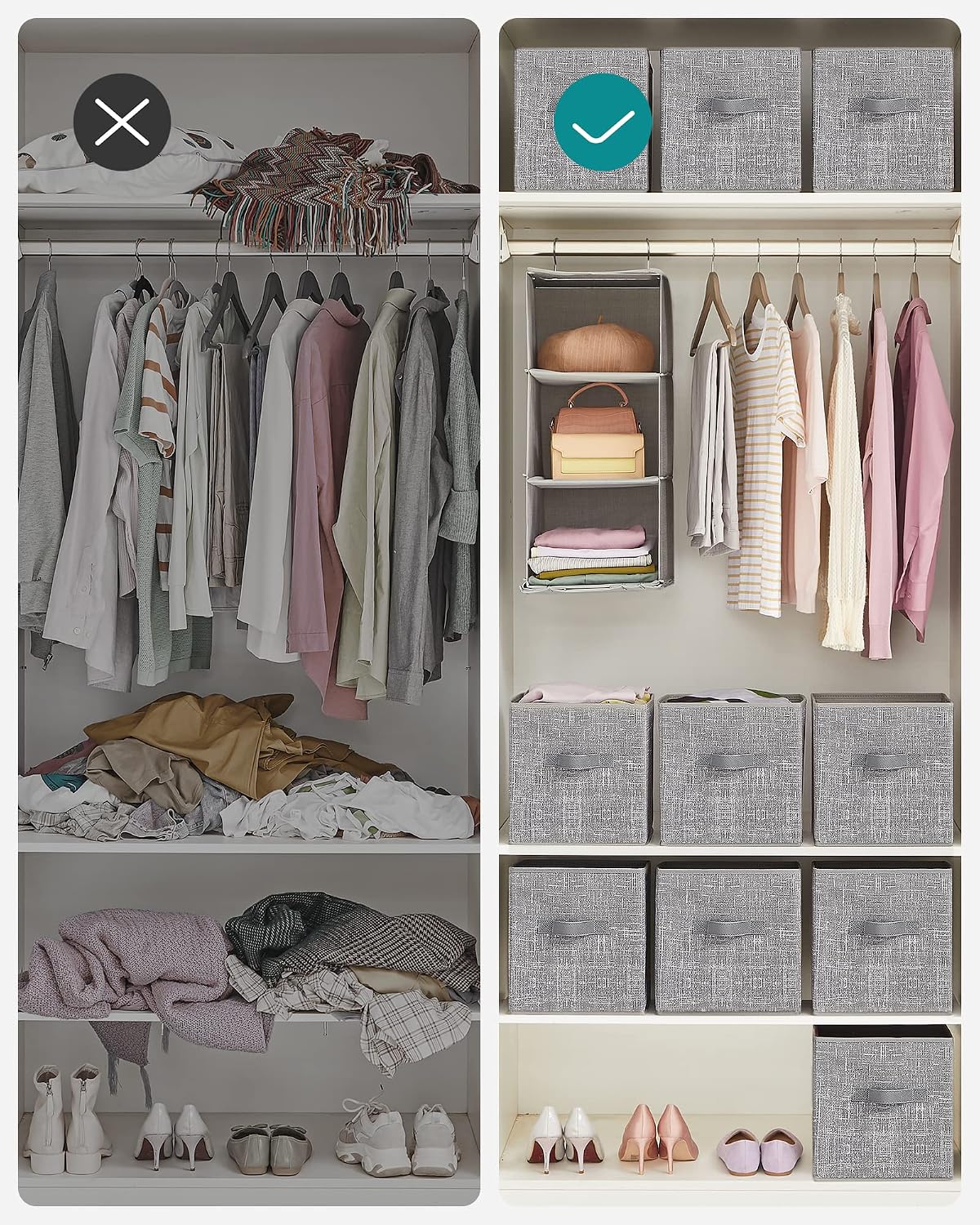 SONGMICS Fabric Storage Bins, Stylish Holiday Gift for New Homeowners Setting Up a Cube Shelf System