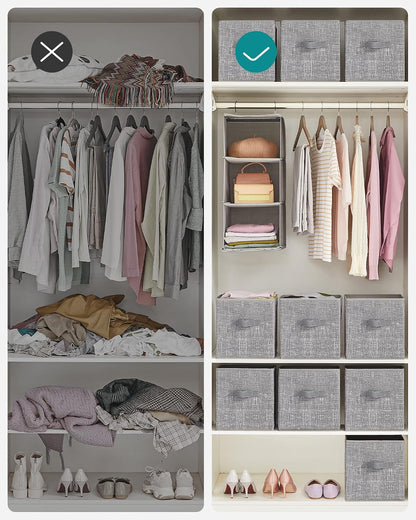 SONGMICS Fabric Storage Bins, Stylish Holiday Gift for New Homeowners Setting Up a Cube Shelf System