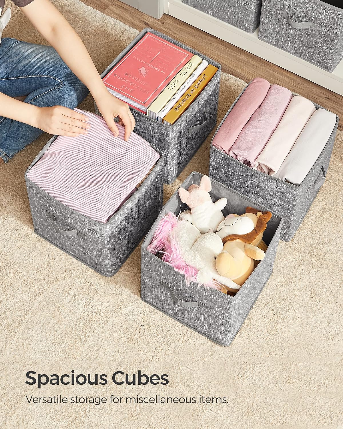 SONGMICS Fabric Storage Bins, Stylish Holiday Gift for New Homeowners Setting Up a Cube Shelf System