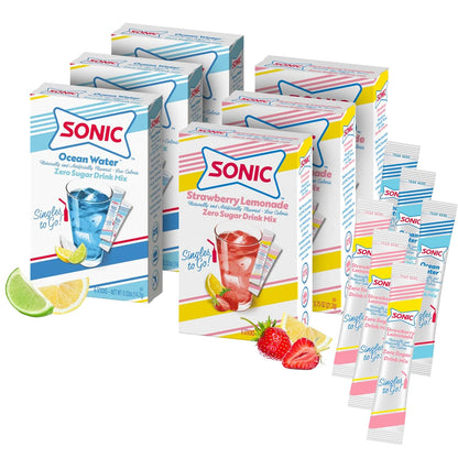 Sonic Singles to Go Variety Pack – Home Office Drink Mix Pack for Focused Workdays, Cherry Limeade and Limeade Powder Sticks