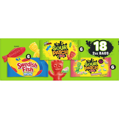 SOUR PATCH KIDS and SWEDISH FISH Mini Candy Pack – Portable Snack Bags for Road Trips, Camping, and Outdoor Adventures