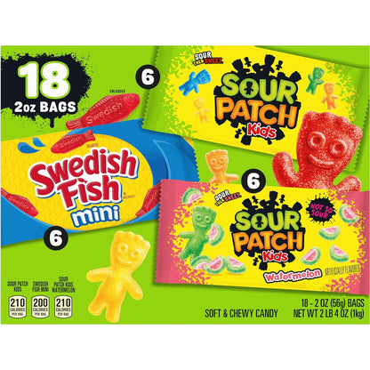 SOUR PATCH KIDS and SWEDISH FISH Mini Candy Pack – Portable Snack Bags for Road Trips, Camping, and Outdoor Adventures