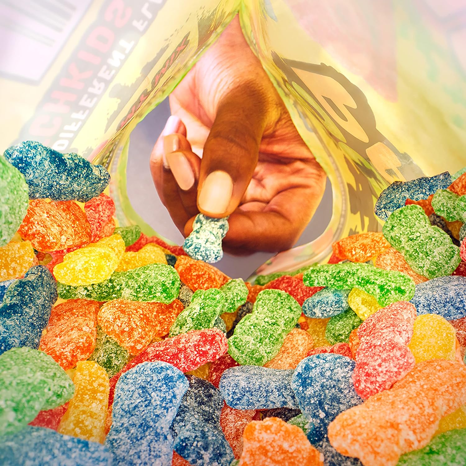 SOUR PATCH KIDS Assorted Fruit Chewy Candy, 1.8 lb Family Size Resealable Bag for Playdates and After-School Snacking