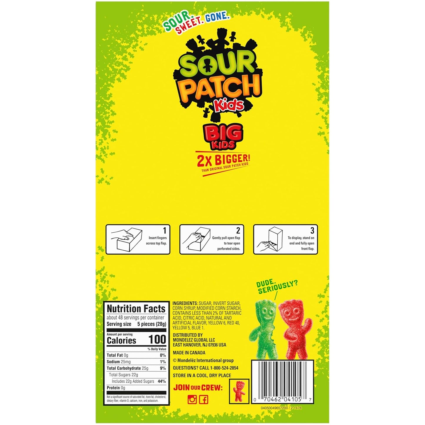 SOUR PATCH KIDS Big Kids Bulk Candy Easter Basket Stuffer and Spring Holiday Gift Bag Treats, 240 Count Box