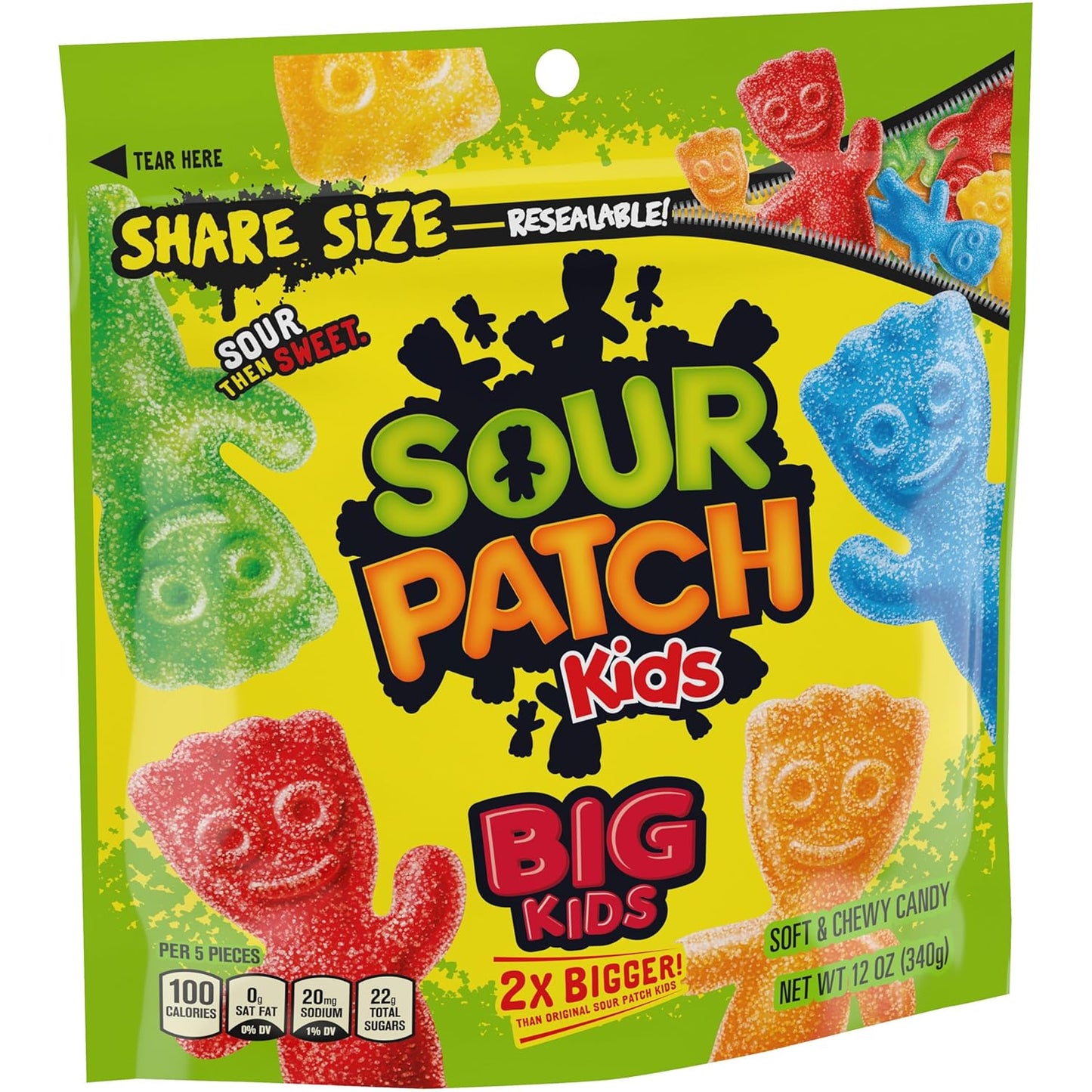 SOUR PATCH KIDS Big Kids Chewy Candy for After-School Snacks, 12 oz Share Size for Playdates and Lunchboxes