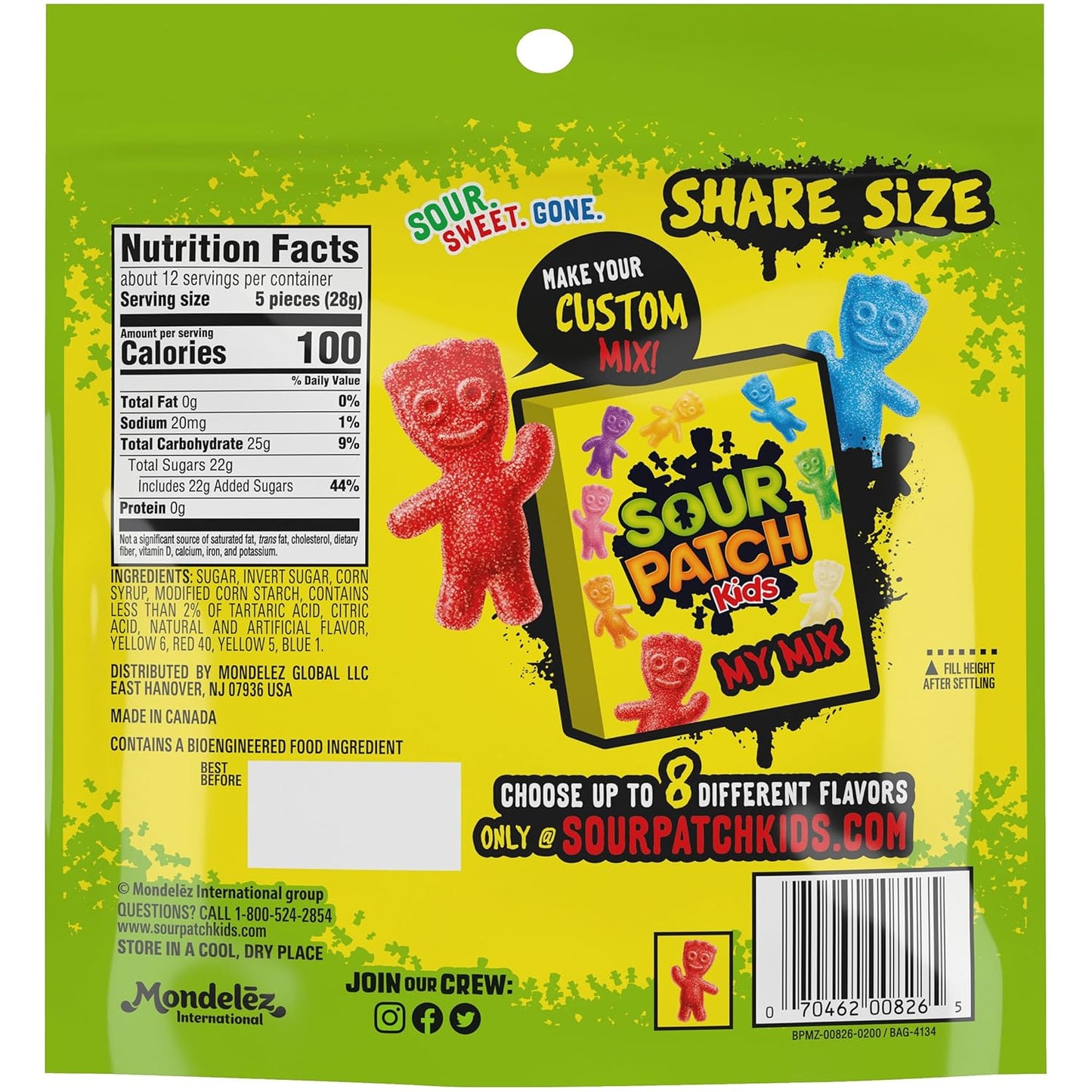 SOUR PATCH KIDS Big Kids Chewy Candy for After-School Snacks, 12 oz Share Size for Playdates and Lunchboxes