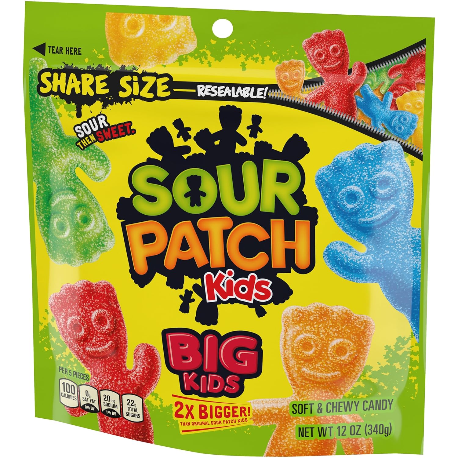 SOUR PATCH KIDS Big Kids Chewy Candy for After-School Snacks, 12 oz Share Size for Playdates and Lunchboxes