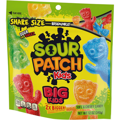 SOUR PATCH KIDS Big Kids Chewy Candy for After-School Snacks, 12 oz Share Size for Playdates and Lunchboxes