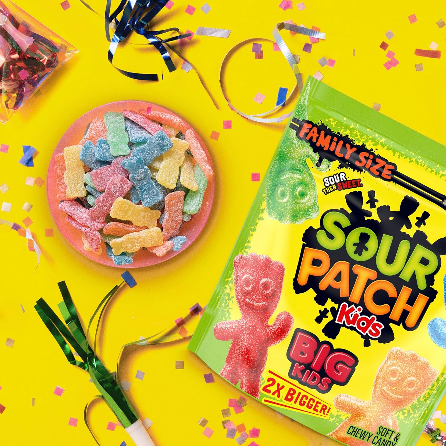 SOUR PATCH KIDS Big Kids Sour Gummy Candy, 2X Pieces Lunchbox Treat for School-Age Kids, 1.7 lb