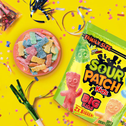 SOUR PATCH KIDS Big Kids Sour Gummy Candy, 2X Pieces Lunchbox Treat for School-Age Kids, 1.7 lb