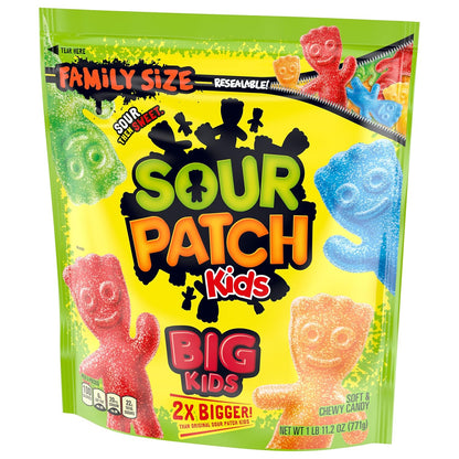 SOUR PATCH KIDS Big Kids Sour Gummy Candy, 2X Pieces Lunchbox Treat for School-Age Kids, 1.7 lb