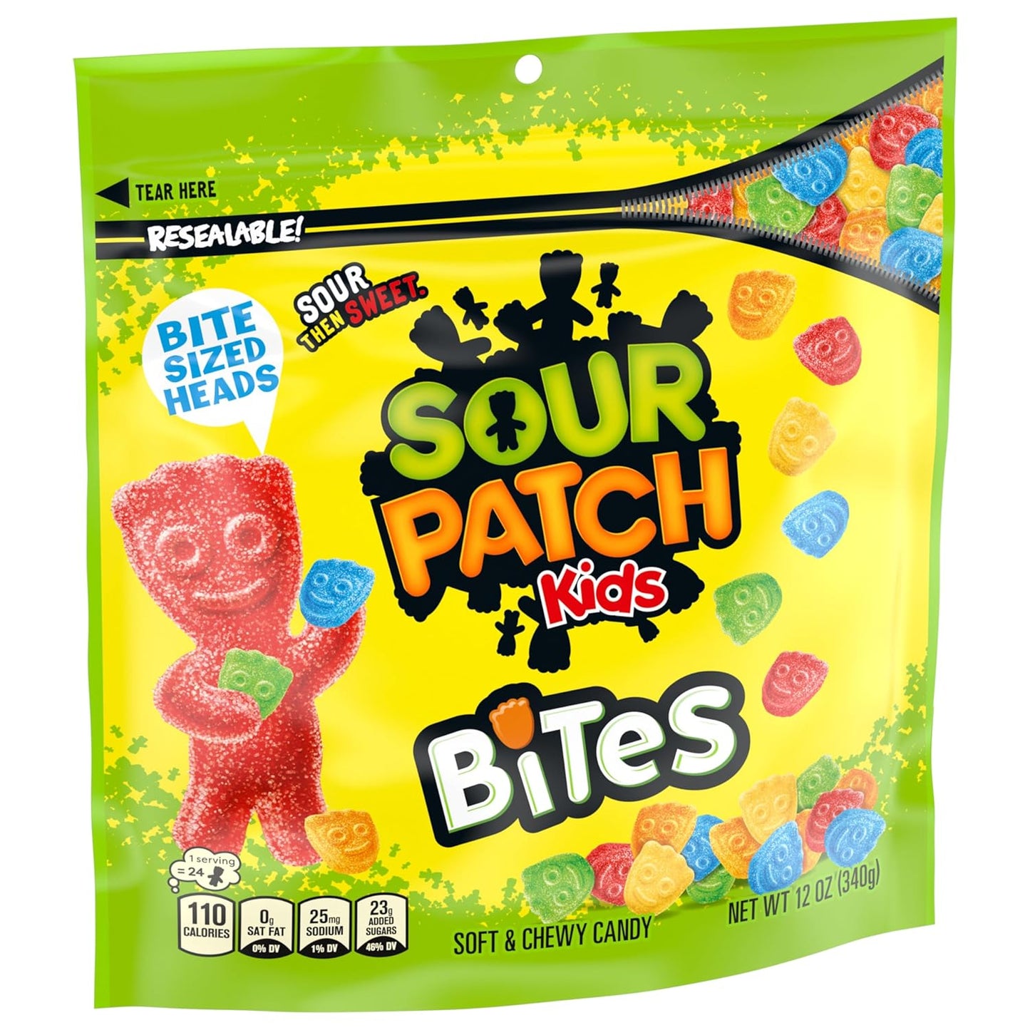 SOUR PATCH KIDS Bites Soft & Chewy Candy, 12 oz – Fat-Free Mindful Treat for Snack Time