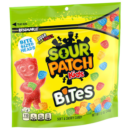 SOUR PATCH KIDS Bites Soft & Chewy Candy, 12 oz – Fat-Free Mindful Treat for Snack Time