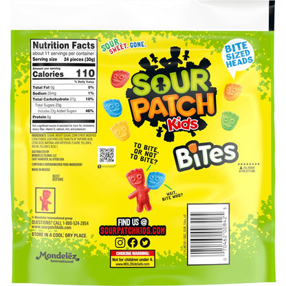 SOUR PATCH KIDS Bites Soft & Chewy Candy, 12 oz – Fat-Free Mindful Treat for Snack Time