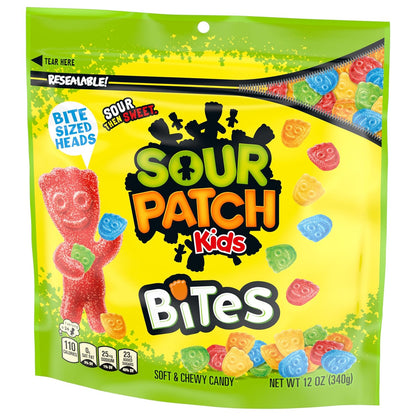 SOUR PATCH KIDS Bites Soft & Chewy Candy, 12 oz – Fat-Free Mindful Treat for Snack Time