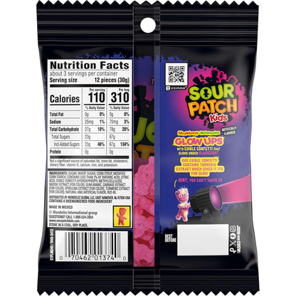 SOUR PATCH KIDS Glow Ups Strawberry-Watermelon Soft & Chewy Candy, Novelty Glow Gift for Teens and Young Adults, 12-3.08 oz Bags