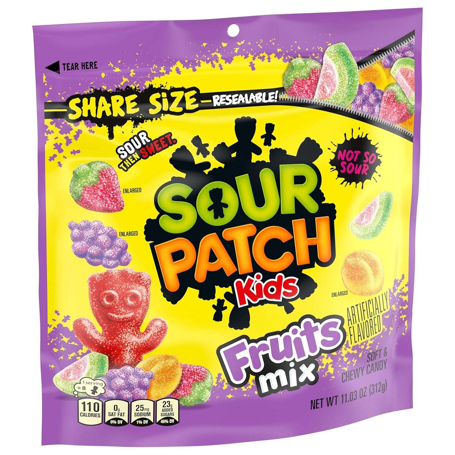 SOUR PATCH KIDS Gummy Candy for Playroom and Pantry, Fat-Free Kids Snack Bag 11.03 oz