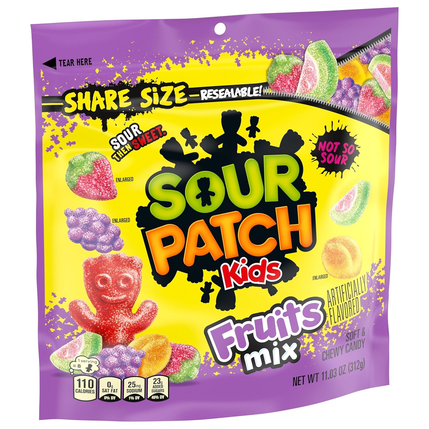 SOUR PATCH KIDS Gummy Candy for Playroom and Pantry, Fat-Free Kids Snack Bag 11.03 oz