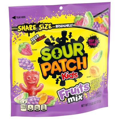 SOUR PATCH KIDS Gummy Candy for Playroom and Pantry, Fat-Free Kids Snack Bag 11.03 oz