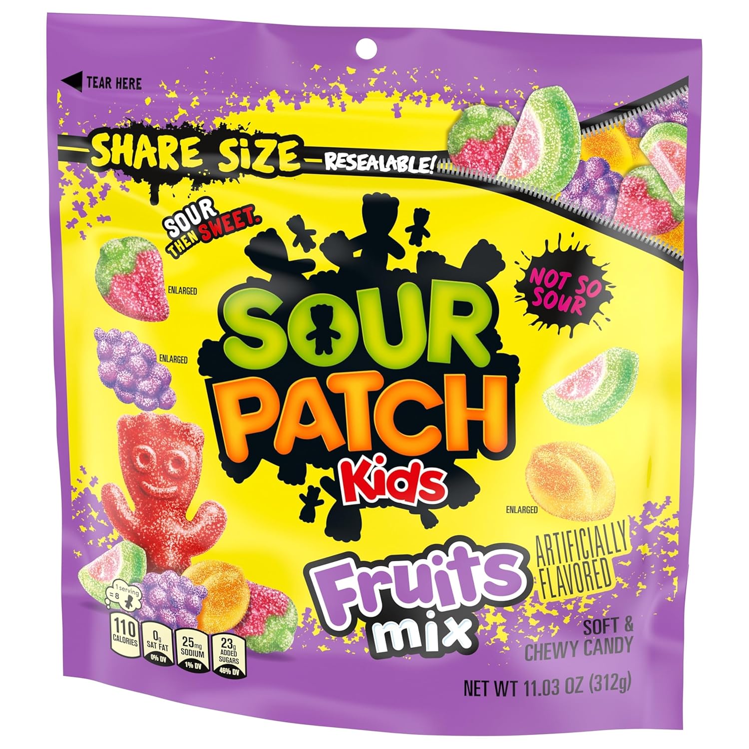 SOUR PATCH KIDS Gummy Candy for Playroom and Pantry, Fat-Free Kids Snack Bag 11.03 oz