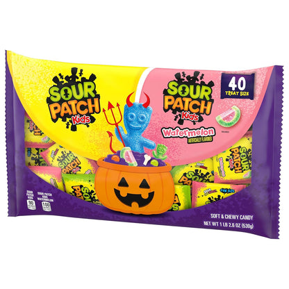 SOUR PATCH KIDS Halloween Candy Variety Pack - 40 Individually Wrapped Trick or Treat Bags for Kids Classroom Party