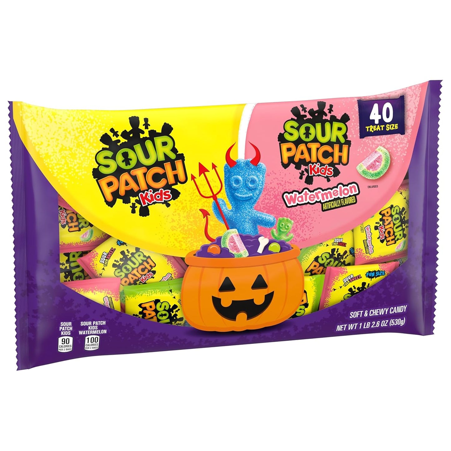 SOUR PATCH KIDS Halloween Candy Variety Pack - 40 Individually Wrapped Trick or Treat Bags for Kids Classroom Party