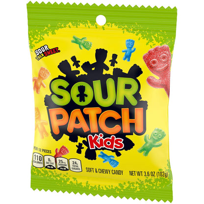 Sour Patch Kids Original Soft & Chewy Candy 12-Pack – Portable Trick-or-Treat Handout Bags for Halloween Night and Outdoor Parties
