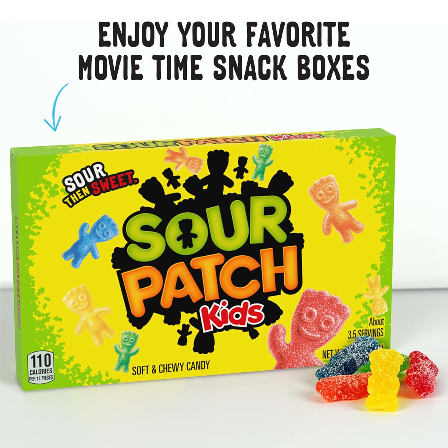 SOUR PATCH KIDS Original & SWEDISH FISH Candy Gift Box – Halloween Treat Bowl Stuffer and Easter Basket Candy, 15 Movie Theater Boxes