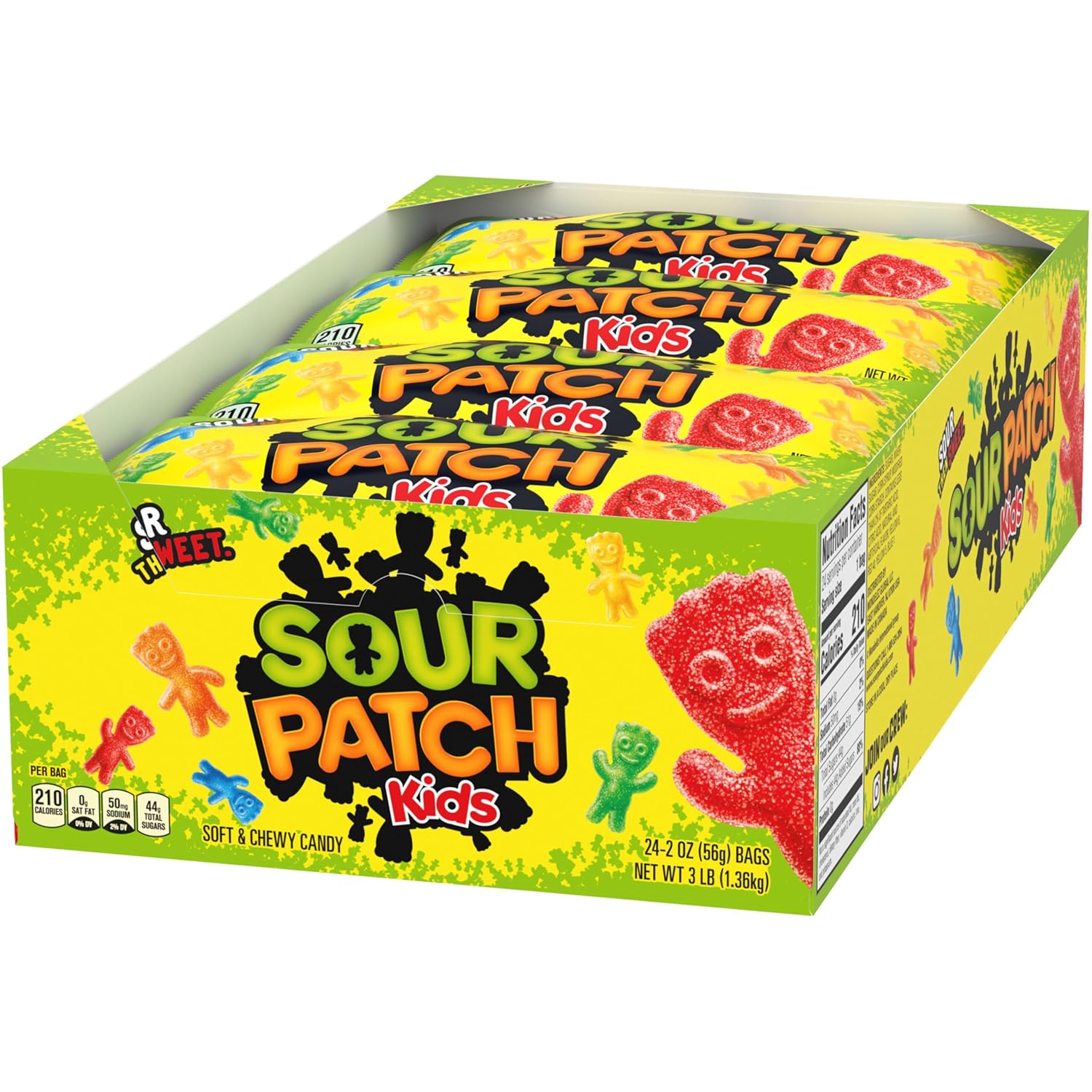 SOUR PATCH KIDS Soft & Chewy Gummy Candy Bulk – Fat-Free Vegetarian Treats for Guilt-Free Family Movie Nights